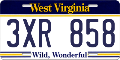 WV license plate 3XR858