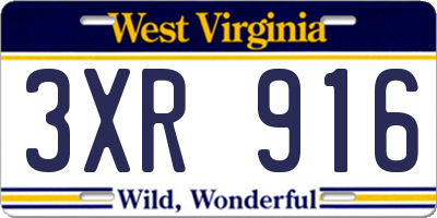 WV license plate 3XR916