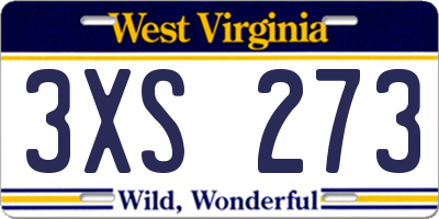 WV license plate 3XS273