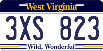WV license plate 3XS823