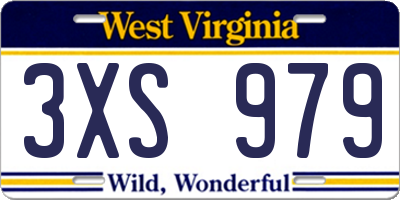 WV license plate 3XS979