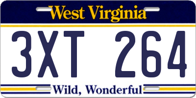 WV license plate 3XT264