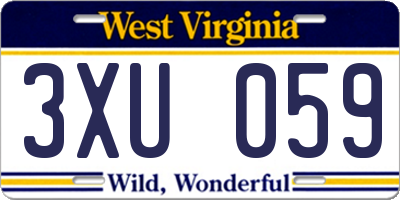 WV license plate 3XU059