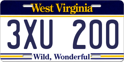 WV license plate 3XU200