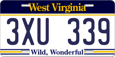 WV license plate 3XU339