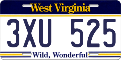 WV license plate 3XU525