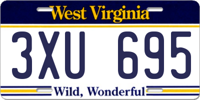 WV license plate 3XU695