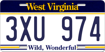 WV license plate 3XU974