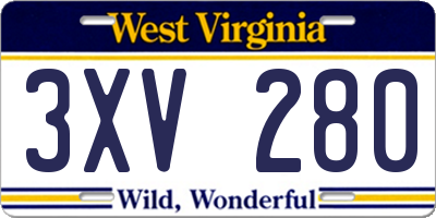 WV license plate 3XV280