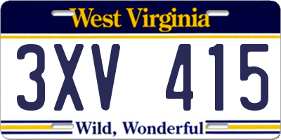 WV license plate 3XV415