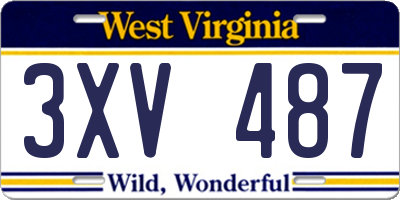 WV license plate 3XV487