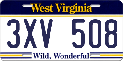 WV license plate 3XV508