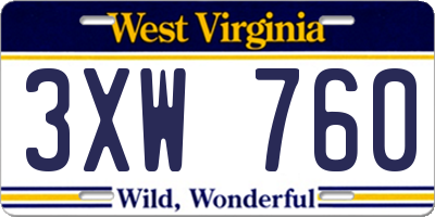 WV license plate 3XW760