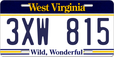 WV license plate 3XW815