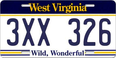 WV license plate 3XX326