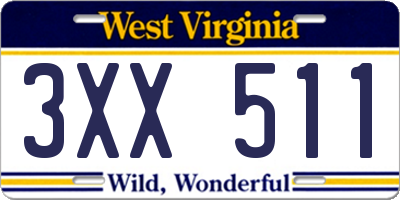 WV license plate 3XX511