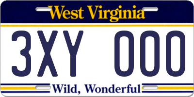 WV license plate 3XY000