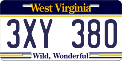 WV license plate 3XY380