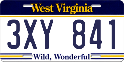 WV license plate 3XY841