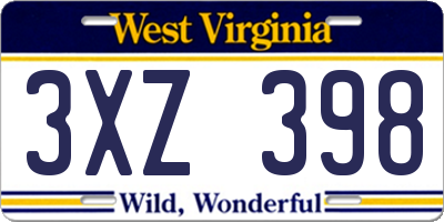 WV license plate 3XZ398