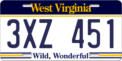WV license plate 3XZ451