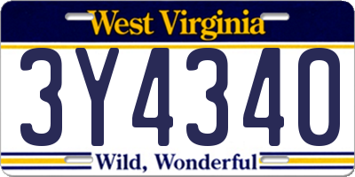 WV license plate 3Y4340
