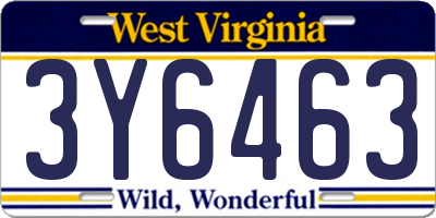 WV license plate 3Y6463