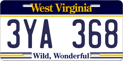 WV license plate 3YA368