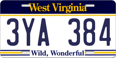 WV license plate 3YA384