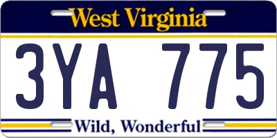 WV license plate 3YA775