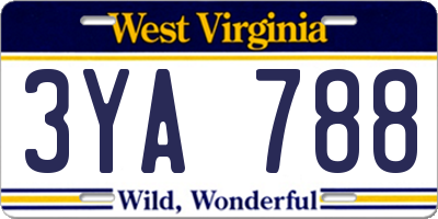 WV license plate 3YA788