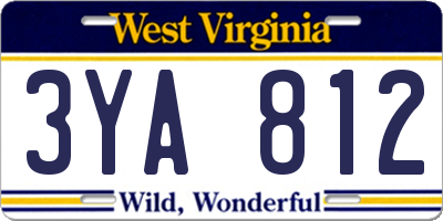WV license plate 3YA812