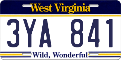 WV license plate 3YA841
