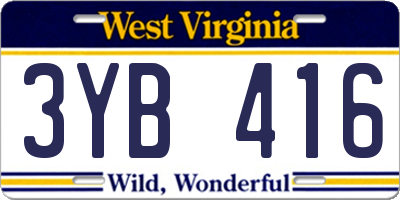 WV license plate 3YB416