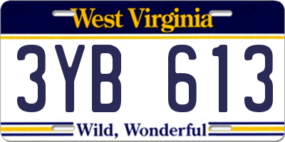 WV license plate 3YB613