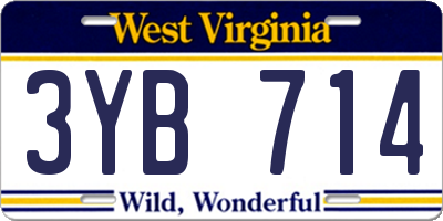 WV license plate 3YB714