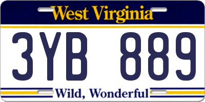 WV license plate 3YB889