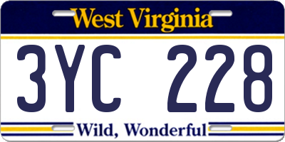 WV license plate 3YC228