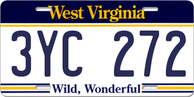 WV license plate 3YC272