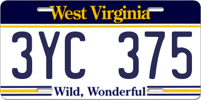 WV license plate 3YC375