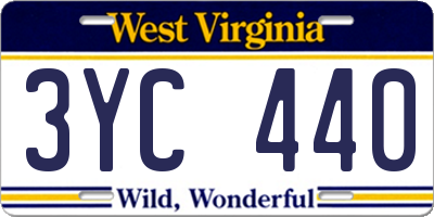 WV license plate 3YC440