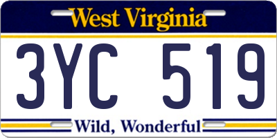 WV license plate 3YC519