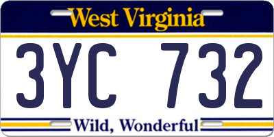 WV license plate 3YC732