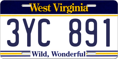 WV license plate 3YC891