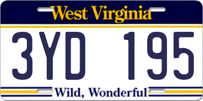 WV license plate 3YD195