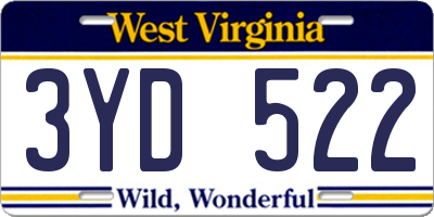 WV license plate 3YD522