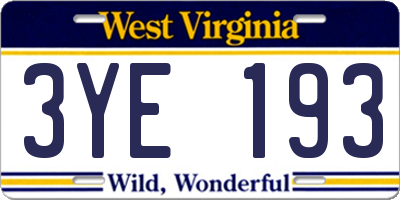 WV license plate 3YE193