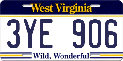 WV license plate 3YE906