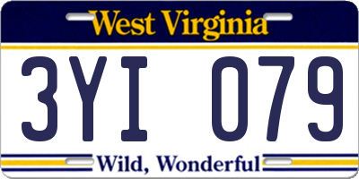 WV license plate 3YI079