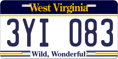 WV license plate 3YI083